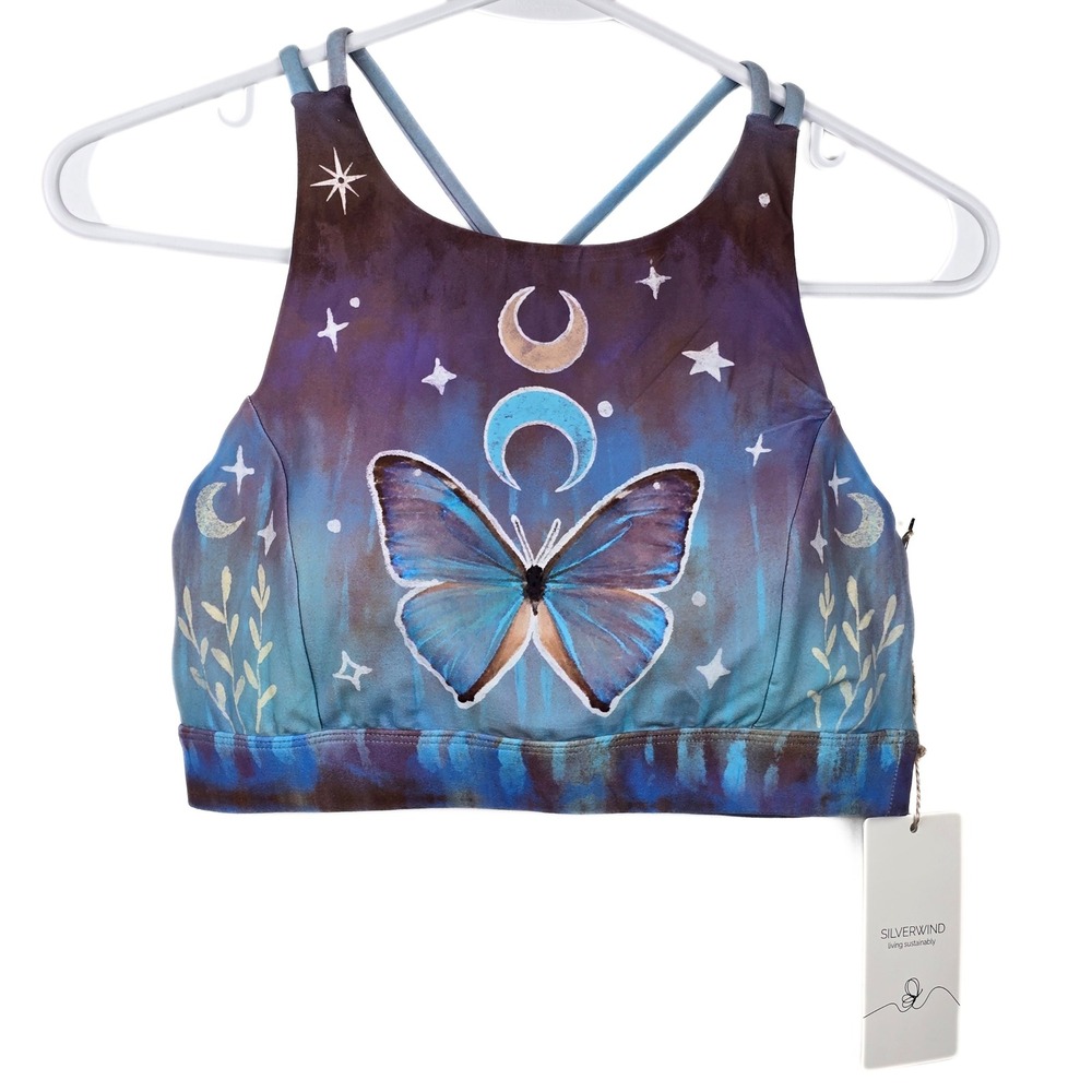 Silverwind Dreamy Flight Criss Cross Tank Top‎ Bra Butterfly Celestial Blue P/M
